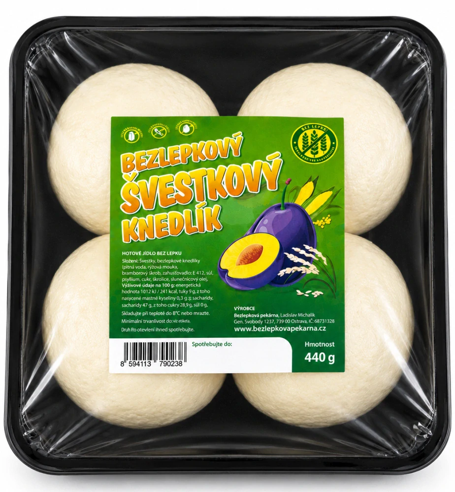 Bezlepkové knedlíky švestkové 4 kusy